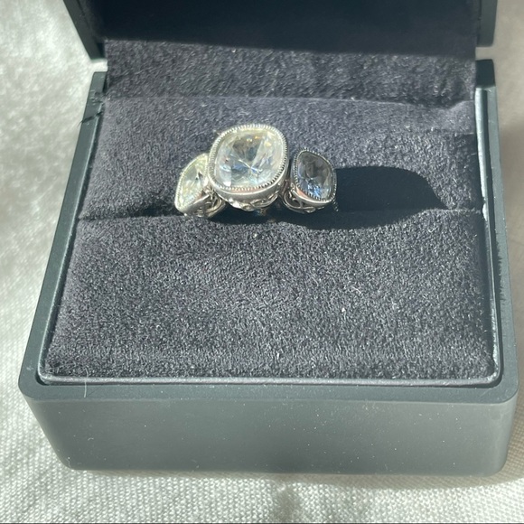 Synthetic Diamond Engagement Ring stackable sterling silver cubic zirconia - Picture 4 of 11